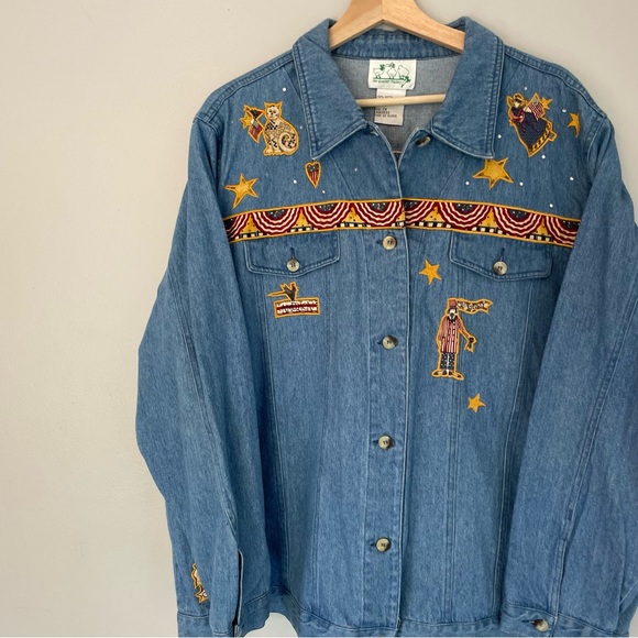 Quacker Factory Americana USA Denim Jacket in Blue SIZE 2X - Picture 11 of 12